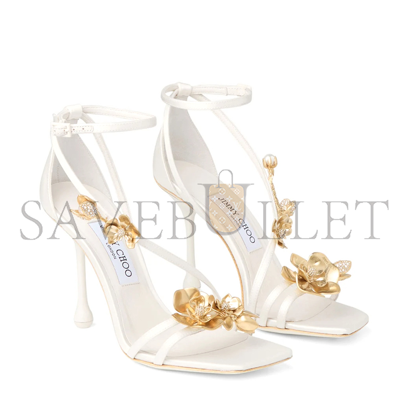 Ji*y Ch* zea 95 ivory satin flower sandals zea95bgu